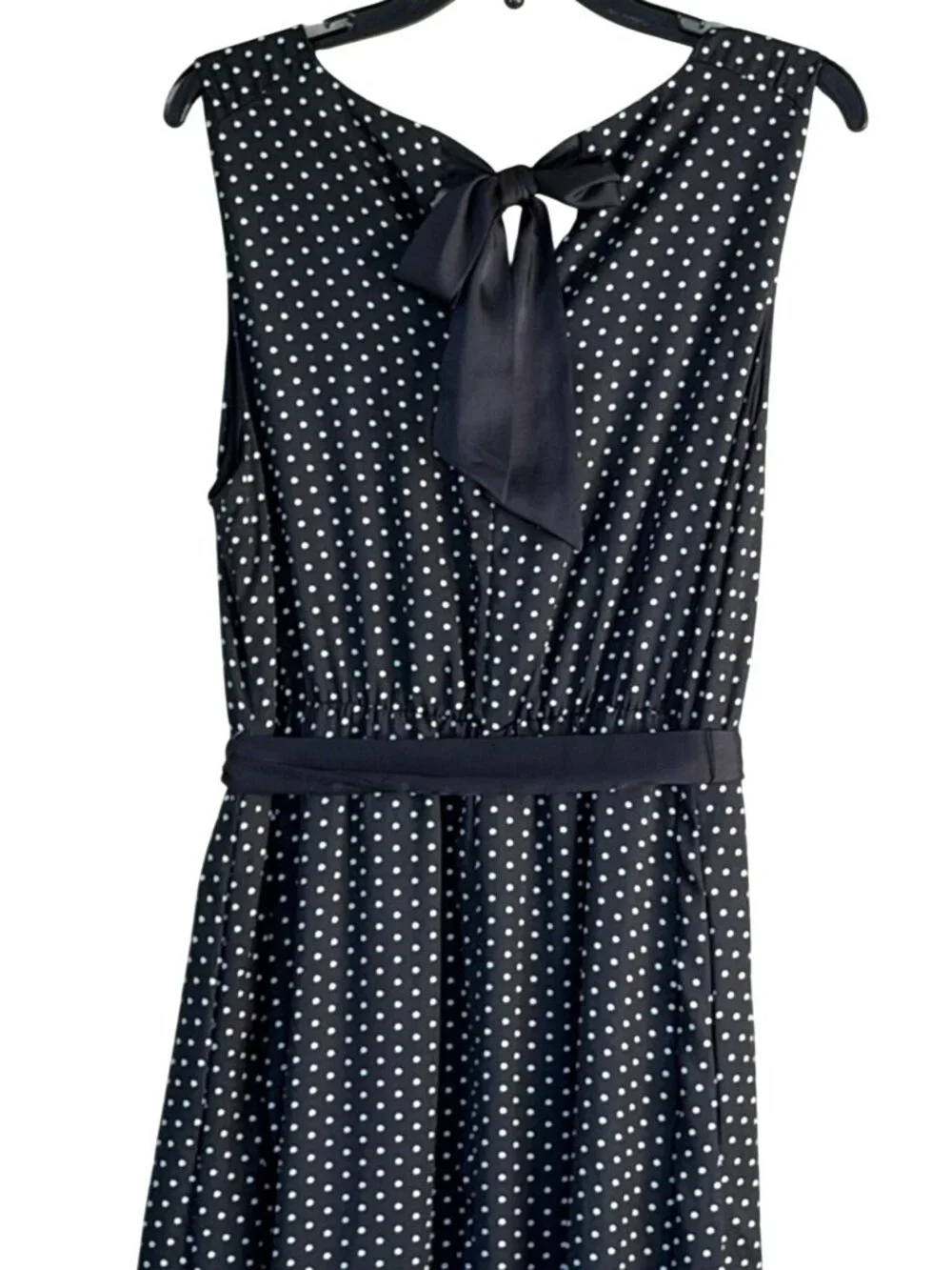 Draper James Women's Polka Dot Maxi Dress Black White Bow Size Large